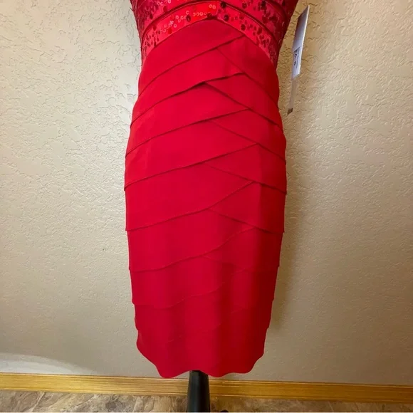 NWT Sherrie Bloom Peter Noviello CHETTA B 100% Silk Red Dress Size 4 - Picture 5 of 13